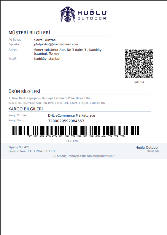 Kargo Fişi Tasarımı - Ön Yüz