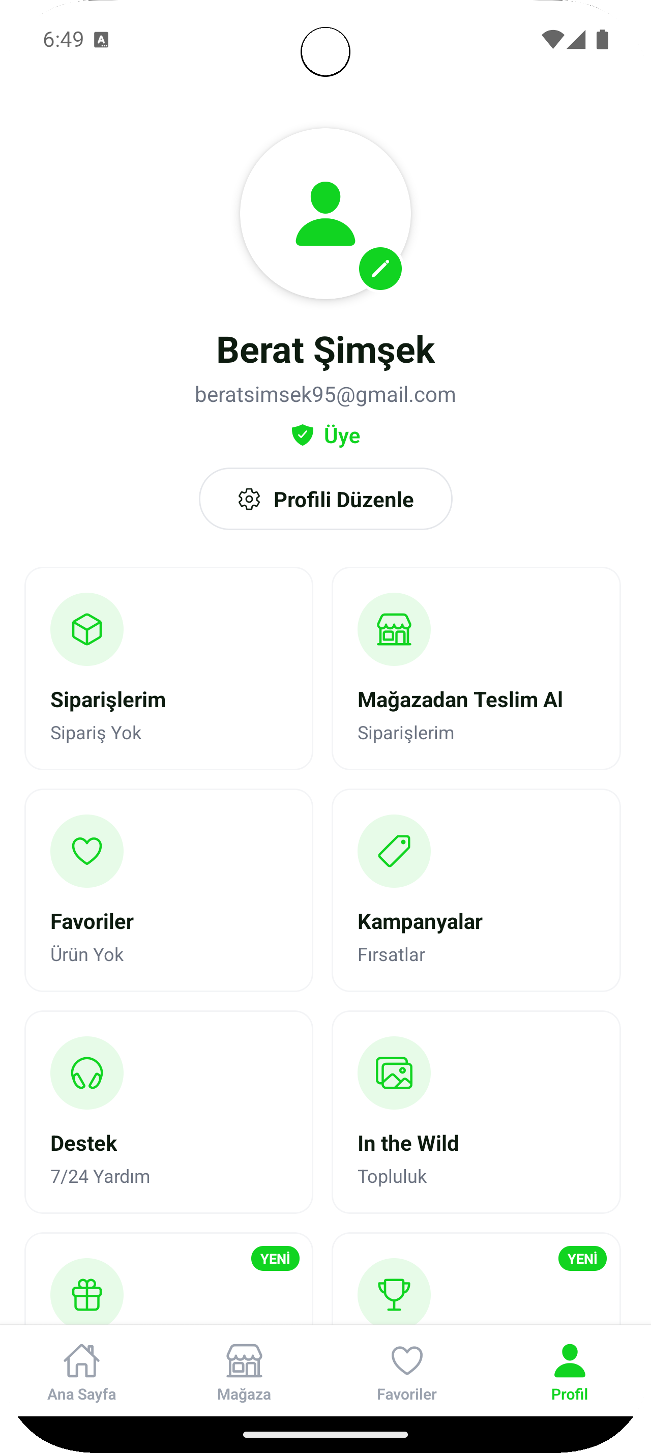 Mobil Uygulama - Profil