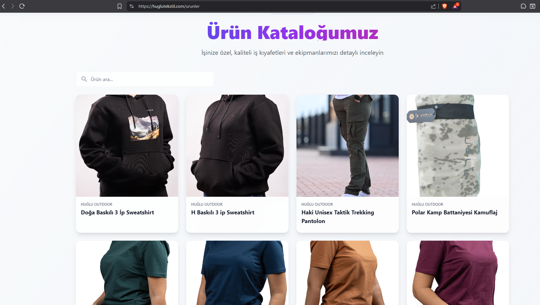 Web Sitesi - Urunler Sayfasi